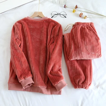 Nekaj koralni žamet pižamo za moške in ženske jeseni debel toplino velikosti obleko preprost domov storitev pozimi pijamas 2020 nova