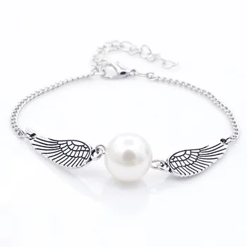 Nova moda Letnik angel krila imitacije pearl zapestnica Za Ženske dekle, Pribor, nakit, trgovina