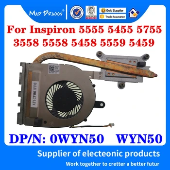 NOVI Originalni Laptop CPU hlajenje Radiator Fan heatsink Za Dell Inspiron 5555 5455 5755 3558 5558 5458 5559 5459 0WYN50 WYN50