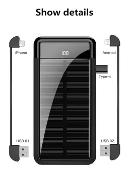 Ogledalo Sončne energije, Moči Banke 8000mAh Zunanje Polnjenje Paket Moči banke Za iPhone Xs xsmax samsung s8 s9