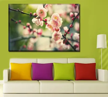 Platno Sliko Wall Art Domu Dekorativni 1 Kos/4 Kos Bloom Češnjev Cvet Barvanje, Tiskanje Lepa Pokrajina Plakat Okvir