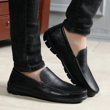Pravega Usnja za Moške Priložnostne čevlji na prostem modni Moški Čoln Moški Čevlji Loafers Visoke Kakovosti Dihanje Zdrsne Na moccasins