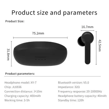 Prenosni TWS Bluetooth 5.0 Čepkov z Dolgo Življenjsko dobo Športne Slušalke Ergonomska Slušalke Polnjenje Primeru Nove