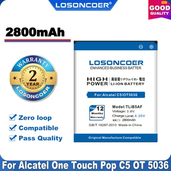 Prvotne LOSONCOER 2800mAh TLiB5AF za Alcatel One Touch Pop C5 OT5036 OT5036D OT-5036 TCL S800 S710 997D OT-997 OT997 5037