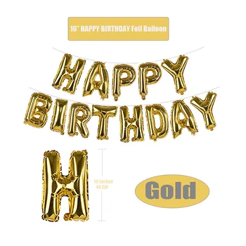 Rojstni kraj postavitve dekoracijo 18-palčna aluminijasta film zlati balon balon nastavite stranka dobave po meri stranke proizvode rojstni dan