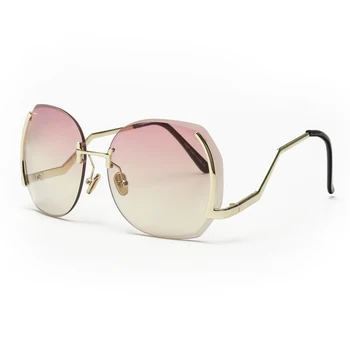 Royal Dekle Edinstveno Rimless Ženske sončna Očala Ovalne Prevelik Rezanje Objektiv Gradient Jasno Objektiv ss144