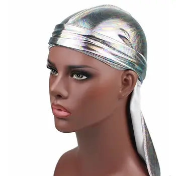 Unisex Svilnato Durags Hologram Bleščice Prikrivanje Glavo Obloge Bonnet Pirat Skp Premium Kakovosti