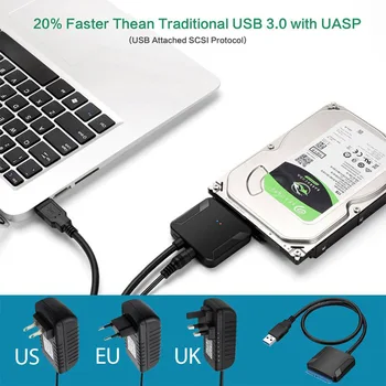 USB 3.0, da SATA 3 Kabel za Hiter Prenos Trdi Disk, Pogon SSD Adapter 2.5 3.5 HDD Pretvornik Kabel