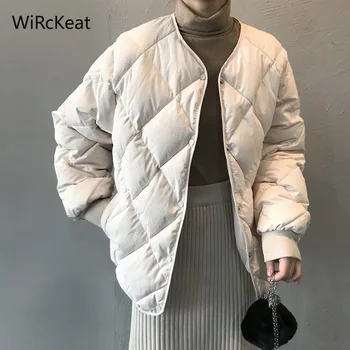 WiRckeat Zimske Ženske Parkas Plašč 2020 Priložnostne Zgostitev Toplo Jopiči, Ženski Trdna Pisane Styled Outwear Sneg Suknjič Bombaž
