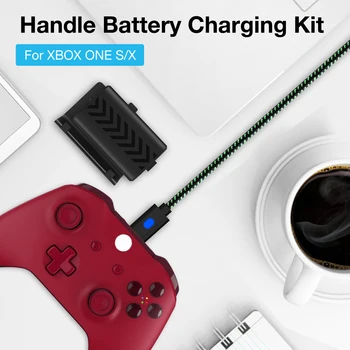 Za XboxOne S X Controller 1200mAh Polnilna Gamepad Baterijo, Polnilnik + 3M LED Žično Pleteni Kabel za Polnjenje