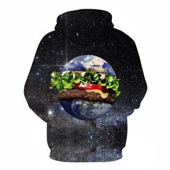 Zemlja Hamburger v Prostor Natisne Kapuco za Moške, Ženske 3D Smešno Hoodie Majica Puloverju Spusti Ladje Mens Hoodies S-6XL ZOOTOP MEDVED