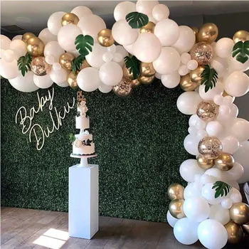100 kozarcev/set DIY Balon Garland Arch Kit Zlato Beli Baloni za Rojstni dan Baby Tuš Poroke Stranka Dekoracijo