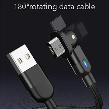 180 Stopinj Rotacije 3A Hitro Polnjenje USB Kabel Mikro-USB Telefonski Polnilnik, Kabel Najlon Pleteni Podatkovni Kabel za iPhone