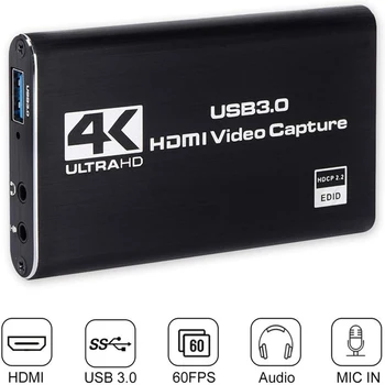 4K HDMI, USB 3.0 Video Capture Card Ključ za OBS Igra v Živo Mic Vhod