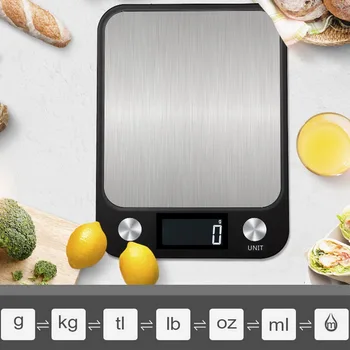 5/10 kg 1g Multi-funkcijska Digitalna Hrana Kuhinja Lestvica LCD-Zaslon iz Nerjavečega Jekla Tehtanje Hrane Obsega Kuhanje Orodja Bilance