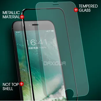 7D Polno Kritje Kaljeno Steklo Za iPhone 6 6S 7 8 Plus Aluminij Zlitine Zaščitnik Zaslon Na Za iPhone X 5 5S Zaščitno Steklo