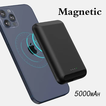 Brezžični magnetni Moči Banke Za iPhone 12 Pro Max 12Mini Brezžični Polnilnik 5000mAh Powerbank Mobilni Telefon, Prenosni Zunanji Banka