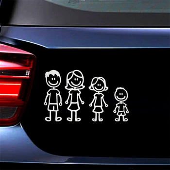 CS-1829# oče, mama, hči in sin 2 smešno vinil avto nalepke, odsevni nepremočljiva več velikostih avto nalepke za avto avto