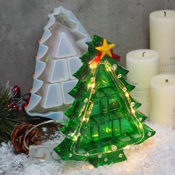DIY Božično Drevo Pan Torto Plesni Silikonske Smole Litje Plesni Dekor Škatla za Shranjevanje