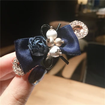Korejski Elegantno Cvet Pearl Trak Lok Sponke Za Lase S Kristalno Okrasnih Za Ženske, Pribor Za Lase Bowknot Lasnice Barrette