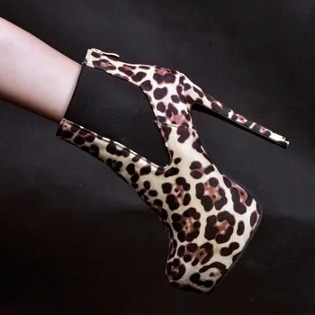 Leopard Kratek Dame Gleženj Škornji, Čevlji Kitajska Velikost 34-45 Vzletno-Pristajalne Steze Čevlji Kratek Čevlji Dame Novo Super Visoke Pete Debele Platforme