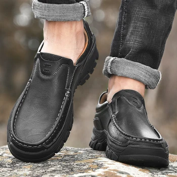 Mens čevlji italijanski slog pravega Usnja Čevlji čipke Luksuzne blagovne Znamke Moških Loafers prostem kravje Usnje Formalno Loafers Moccasins Moški