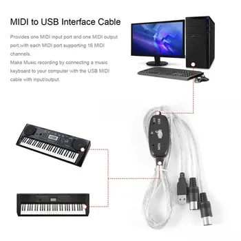 MIDI USB V-OUT Vmesnik Kabel Adapter za Glasbo Tipkovnico Kabel za Tipkovnico Elektronski Boben Glasbeno Ustvarjanje Pretvornik PC Polybag