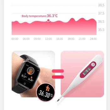 NOVO T1 Telesne Temperature Ukrep Pametno Gledati Moški Ženske Srčni utrip, Krvni Tlak Monitor Push Sporočilo Vremenska Napoved Smartwatch