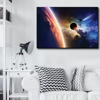 Platno Slikarstvo HD Tiskanja 1 Kos Planet Zemlja Kozmičnega Prostora, Svetlobe, Plakat, Dnevna Soba Doma Wall Art Okras Modularni Sliko