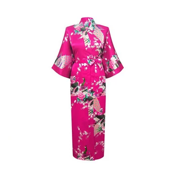 Plus Velikost XXXL Kitajskih Žensk Saten Haljo Obleke Japonski Gejša Yukata Kimono Poroko Haljo Seksi Sleepwear Cvet Nightgown D124-06