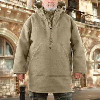 Pozimi debel toplo moški puloverji s kapuco plašč Srednje dolžine priložnostne volnene sweatershirts Windbreaker Coats
