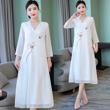 Stilsko obleke, Ženske poletje belo obleko Vintage obleke Šifon tiskanje obleke korejski slog Mladih oblačila za ženske K4599