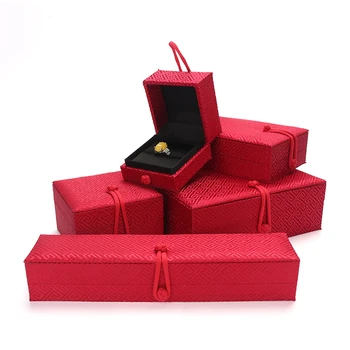 Ustvarjalne Rdeče Zaročni Prstan Za Neodvisno Nakit Set Embalaža Gift Box Brocade Gumb Za Ženske, Nakit Za Prikaz Predstavitev Prenosni