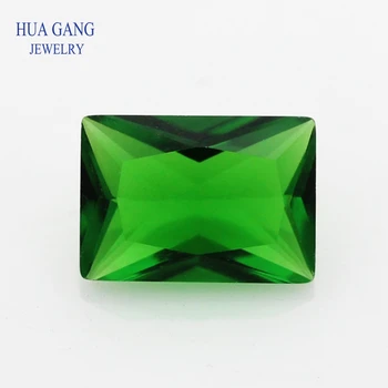 Zelena Barva Pravokotnika Obliko Cut Svoboden Steklene Kroglice Sintetičnih Gems Za Nakit, Velikost 2x3~12x16mm Brezplačna Dostava